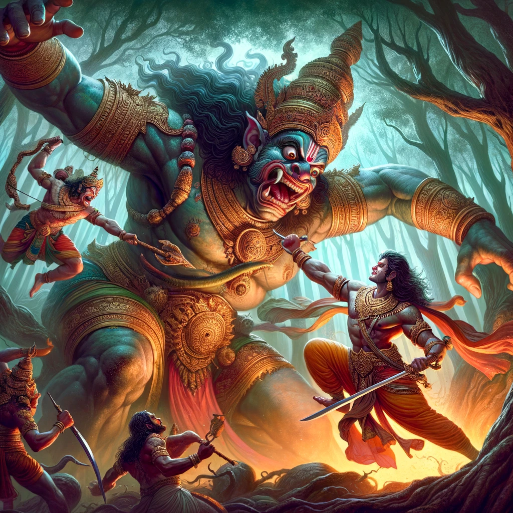 Rama and Lakshmana Defeat Kabandha